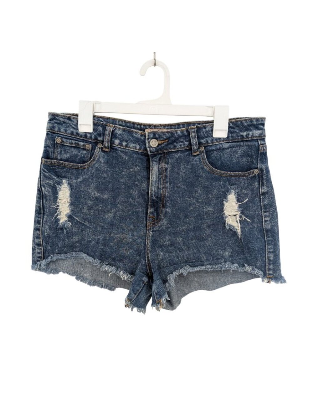 Judy Blue Denim Shorts Distressed Raw Hem Acid Wash Micro Festival Plus 1X Large